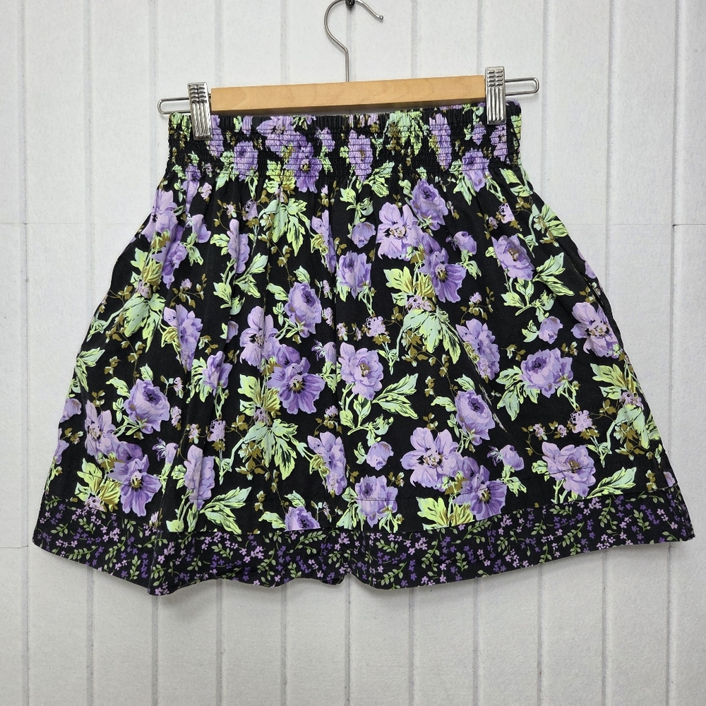 Cato Black and Purple Floral Skirt Girl‎ size M (8/10)